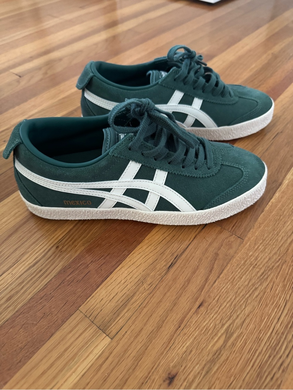 Onitsuka Tiger by Asics Forest Green Suede Sneakers with White Stripes